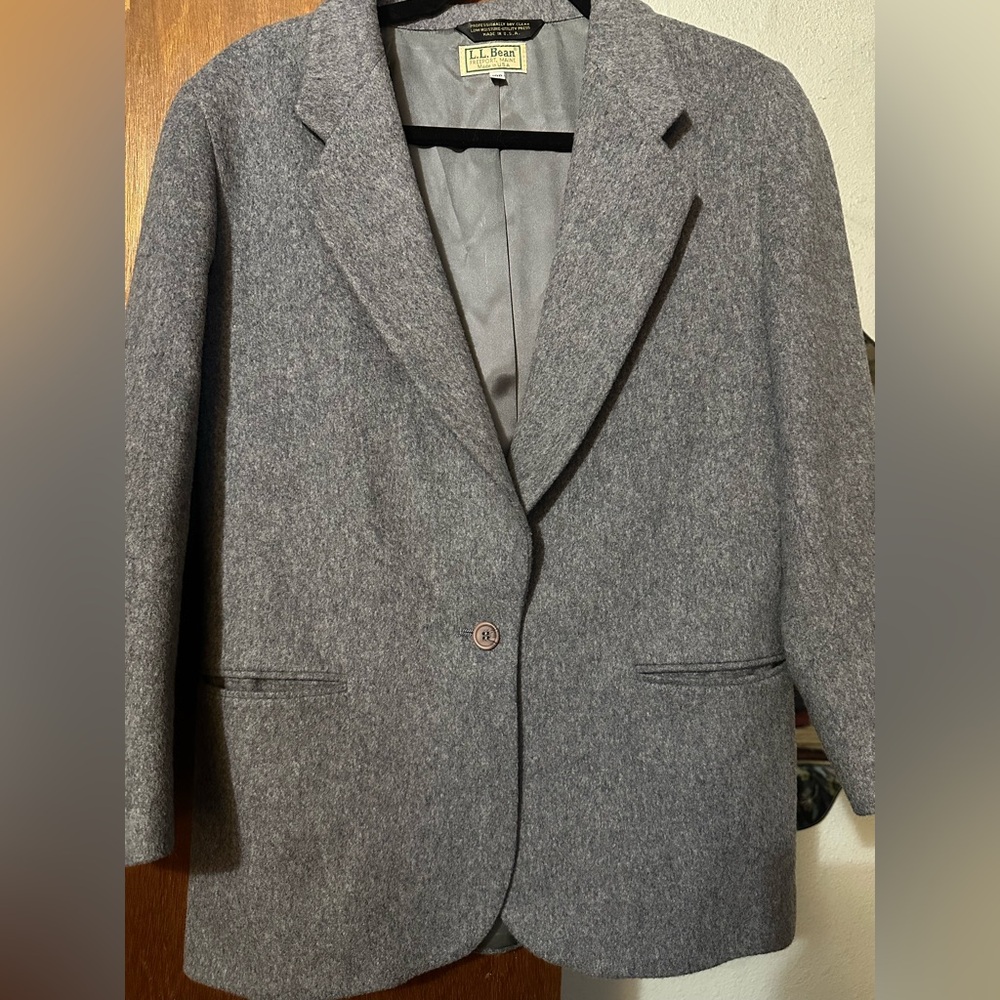Vintage L.L .Bean Wool Cashmere Gray Jacket Coat Size 10P  Made in USA